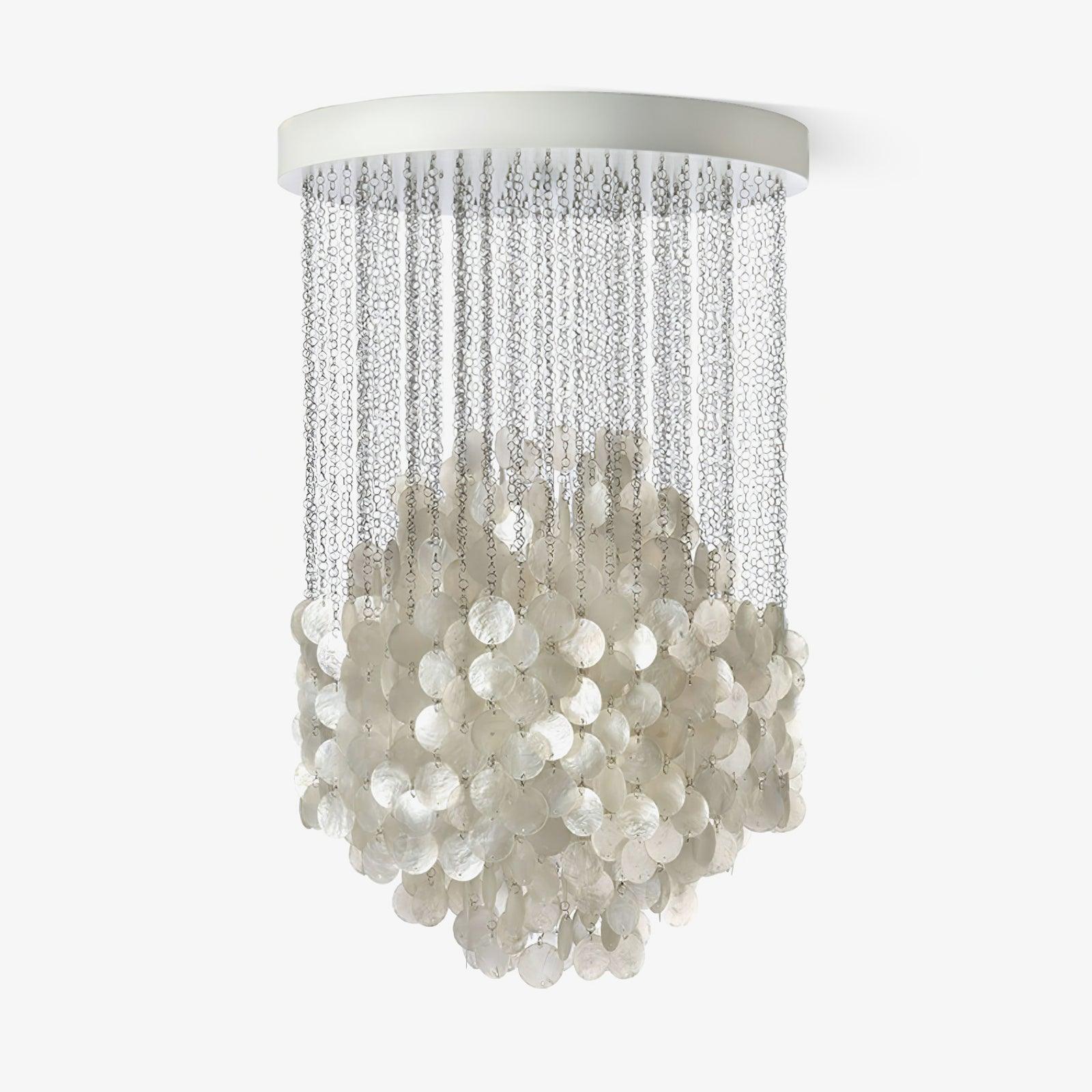 Chandelier height guide featuring Shell Waterfall Chandelier