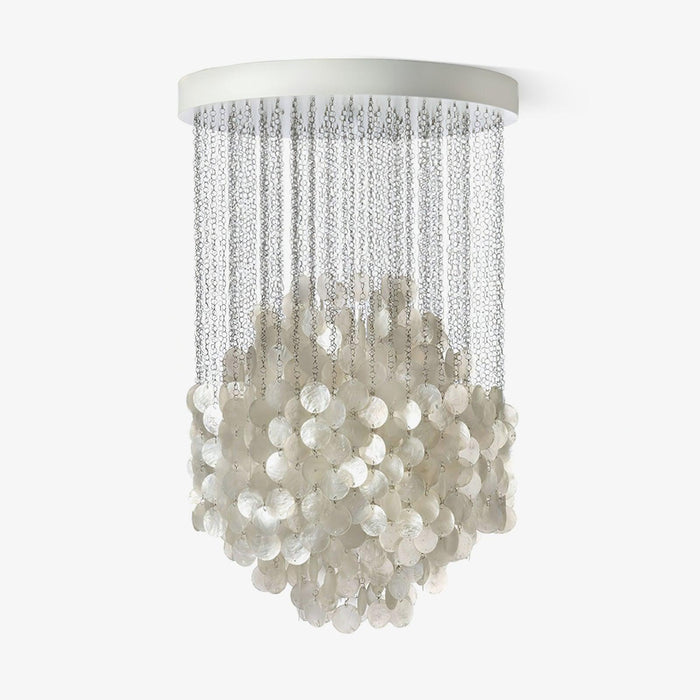 Chandelier height guide featuring Shell Waterfall Chandelier