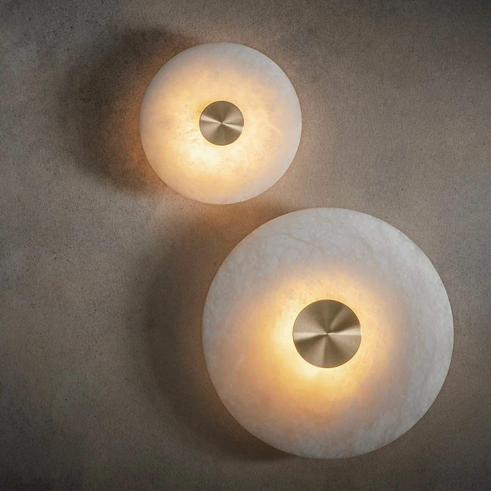 Bathroom Wall Sconces & Light Fixtures: How to Choose the Right Wall Light featuring Moonshade Natural Marble Disc Wall Sconce