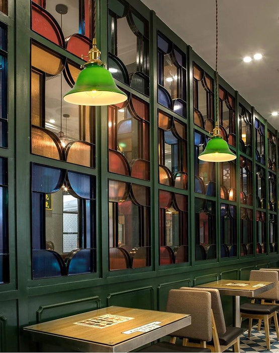 Vintage Style Green Glass Pendant Light - DWHOME
