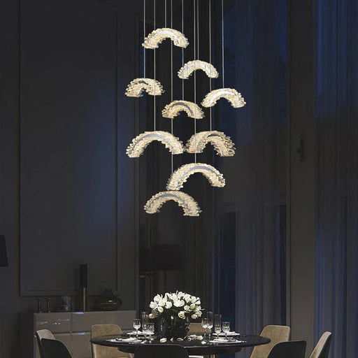 Rainbow Modern Rock Crystal Staircase Chandelier-DWHOME