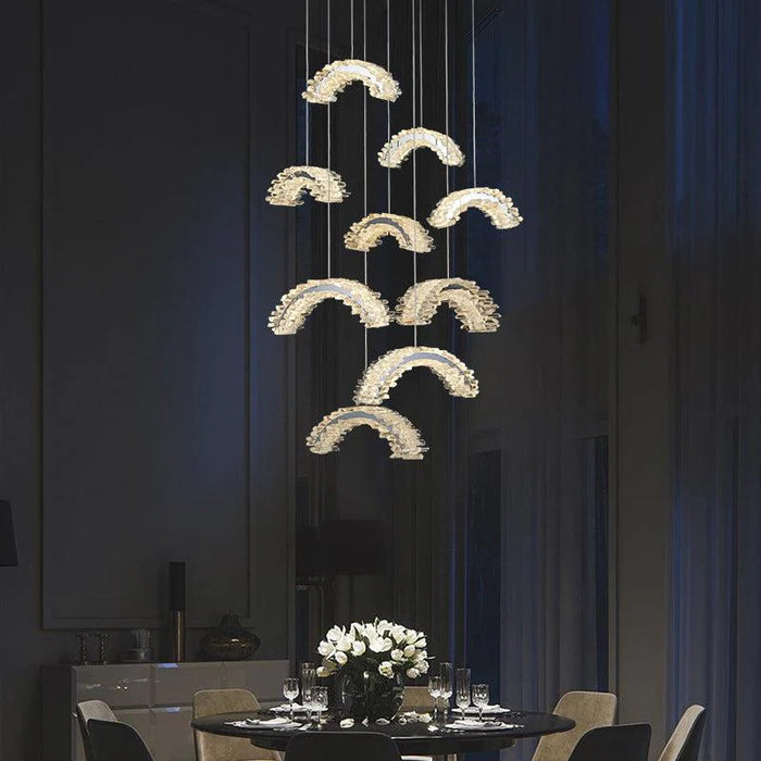 Rainbow Modern Rock Crystal Staircase Chandelier-DWHOME
