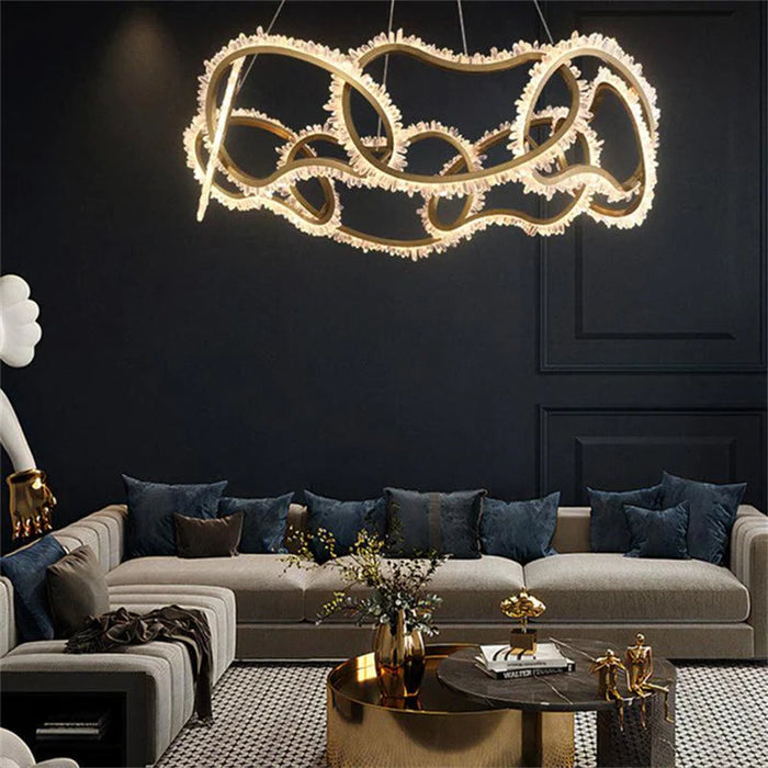 July Modern Rock Crystal Multi Ring Chandelier-DWHOME