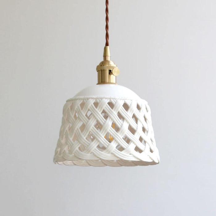 Openwork Ceramic Pendant Swag Light-DWHOME