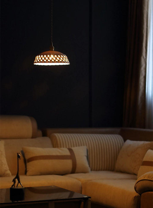 Openwork Ceramic Pendant Swag Light-DWHOME
