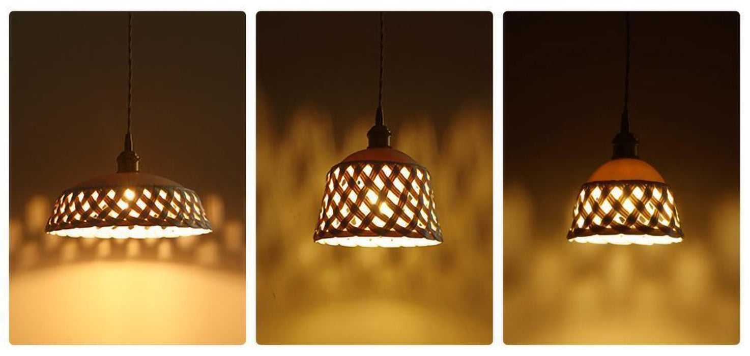 Openwork Ceramic Pendant Swag Light-DWHOME