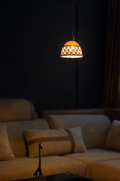 Openwork Ceramic Pendant Swag Light-DWHOME