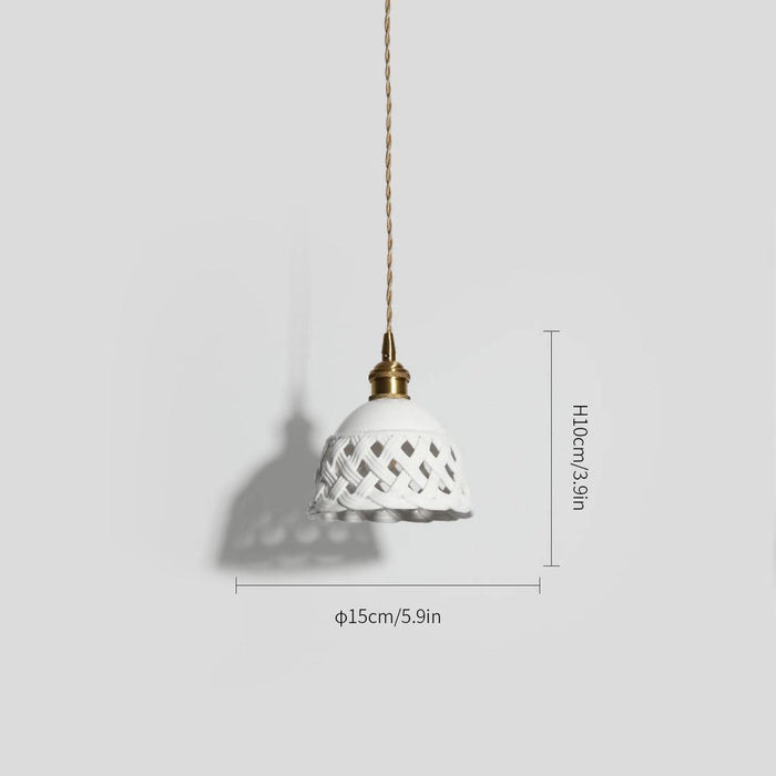 Openwork Ceramic Pendant Swag Light-DWHOME