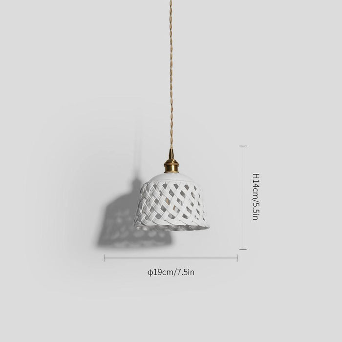 Openwork Ceramic Pendant Swag Light-DWHOME