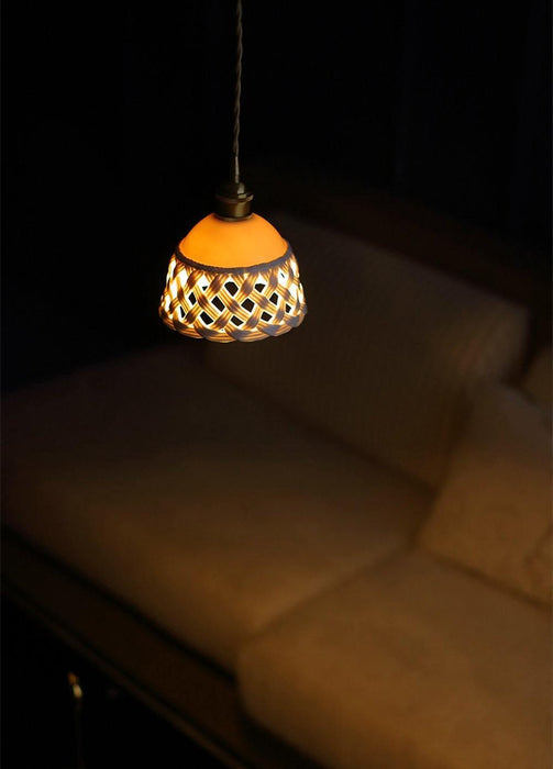 Openwork Ceramic Pendant Swag Light-DWHOME