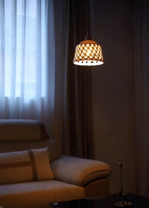 Openwork Ceramic Pendant Swag Light-DWHOME