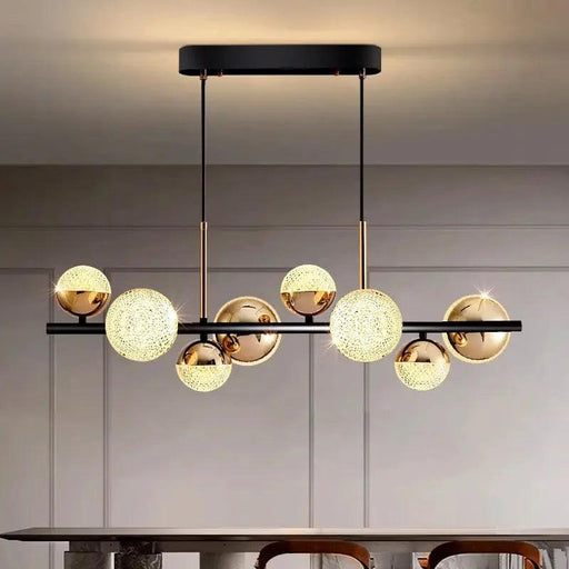 Black and Gold Glass Globe Chandelier 8/10 Light-DWHOME