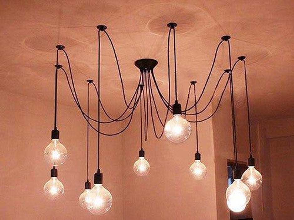 10 head Edison Bare Bulb Pendant Light in Black-DWHOME