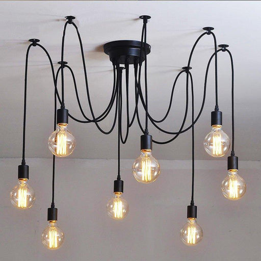 10 head Edison Bare Bulb Pendant Light in Black - DWHOME