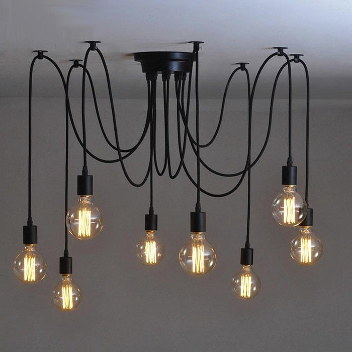 10 head Edison Bare Bulb Pendant Light in Black - DWHOME