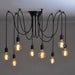 10 head Edison Bare Bulb Pendant Light in Black - DWHOME