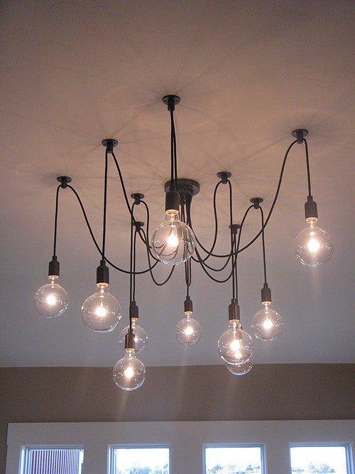 10 head Edison Bare Bulb Pendant Light in Black - DWHOME