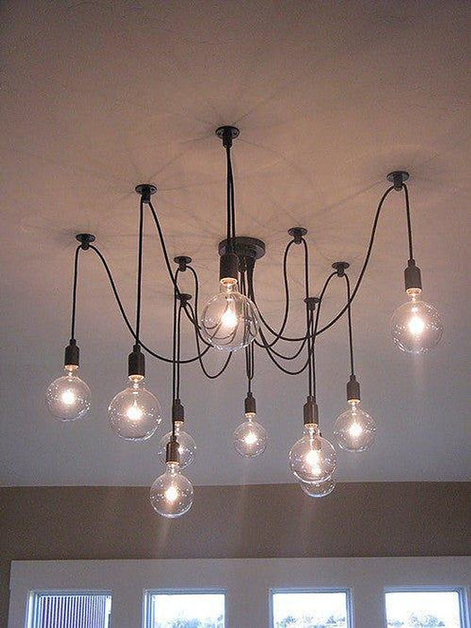 10 head Edison Bare Bulb Pendant Light in Black-DWHOME