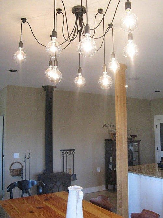 10 head Edison Bare Bulb Pendant Light in Black-DWHOME