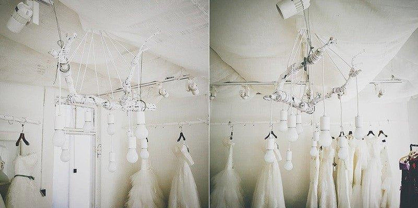 10 head Edison Bare Bulb Pendant Light Chandelier in White-DWHOME