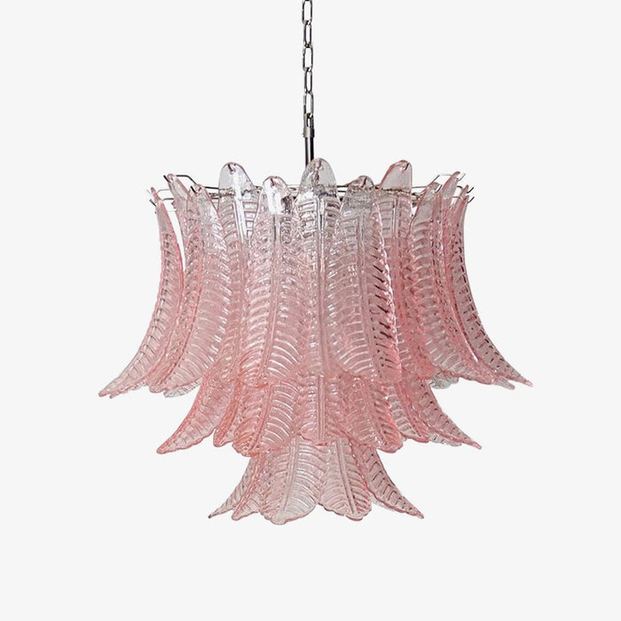Murano Pink Glass Leaf Chandelier-DWHOME