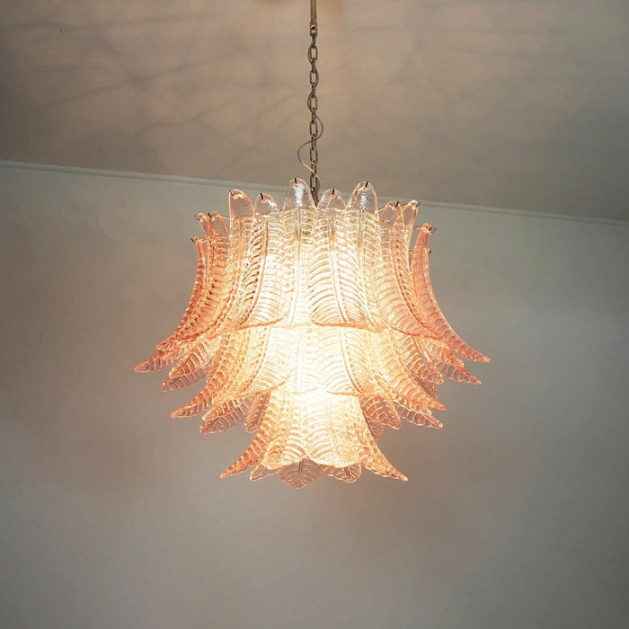 Murano Pink Glass Leaf Chandelier-DWHOME