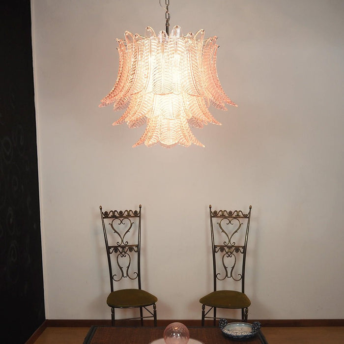 Murano Pink Glass Leaf Chandelier-DWHOME