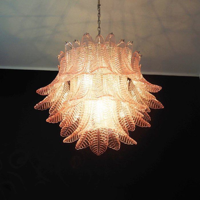 Murano Pink Glass Leaf Chandelier-DWHOME