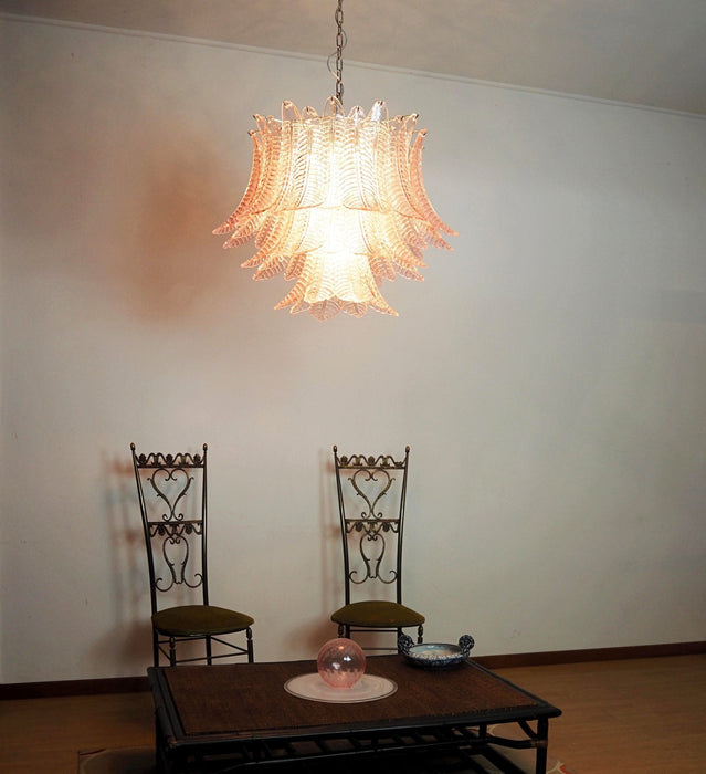 Murano Pink Glass Leaf Chandelier-DWHOME