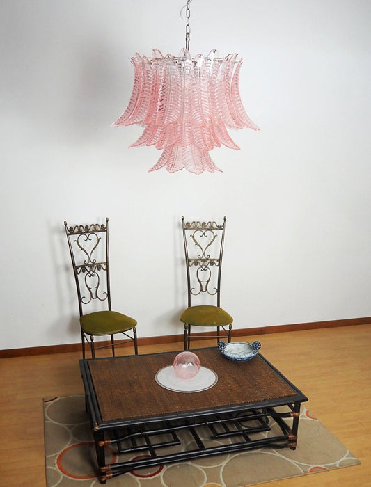 Murano Pink Glass Leaf Chandelier-DWHOME