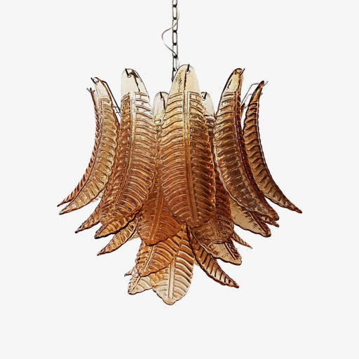 Murano Amber Glass Leaf Chandelier-DWHOME