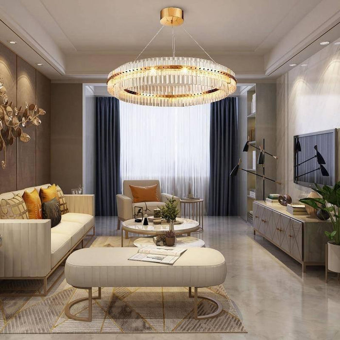 Gold Plated LED Wheel Crystal Chandelier By Morsale - DWHOME