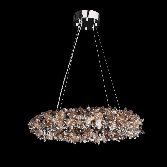 Multiple Size Modern Smoky Rock Crystal Halo LED Chandelier Pendant Light-DWHOME