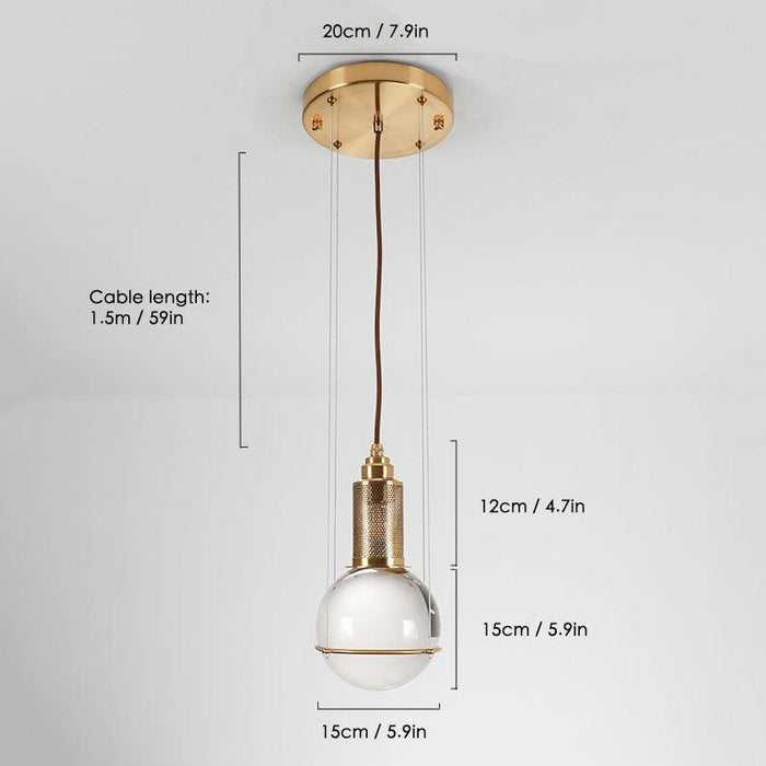 Opal round glass sphere midcentury pendant Light - DWHOME