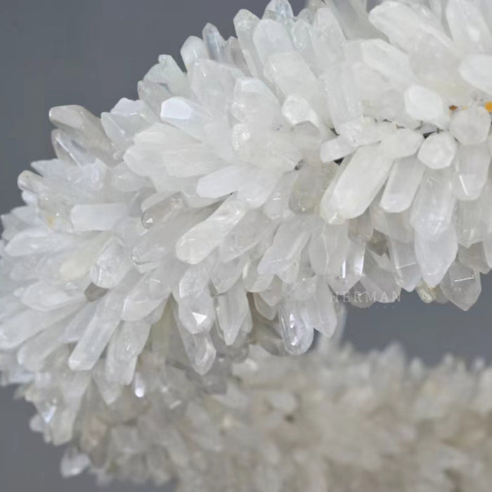 24-47 Inch Round Clear Geode Quartz Crystal Ring Pendant Light Modern Chandelier for Living Room