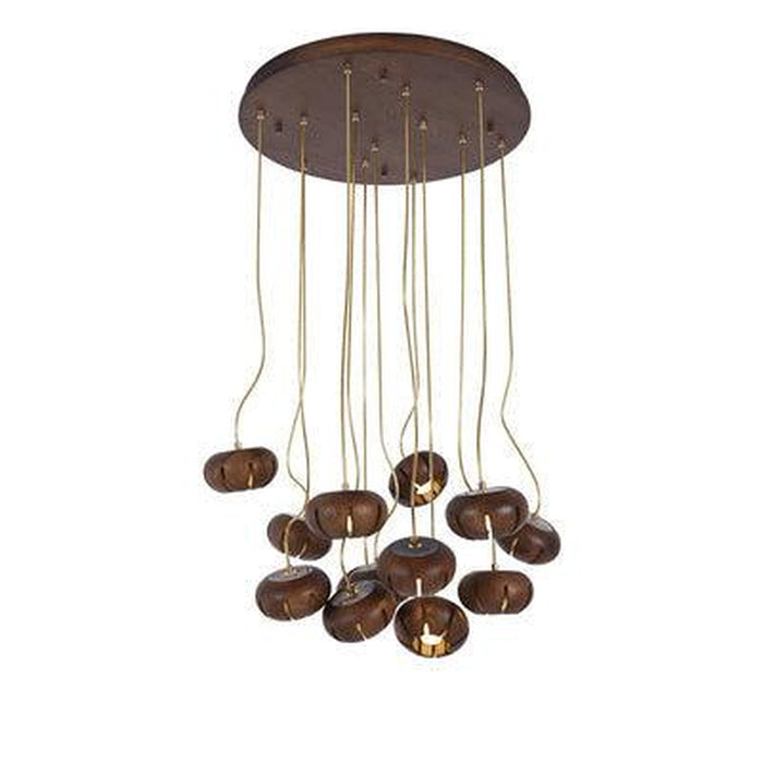 Wooden Petal Round Cluster Pendant Light-DWHOME