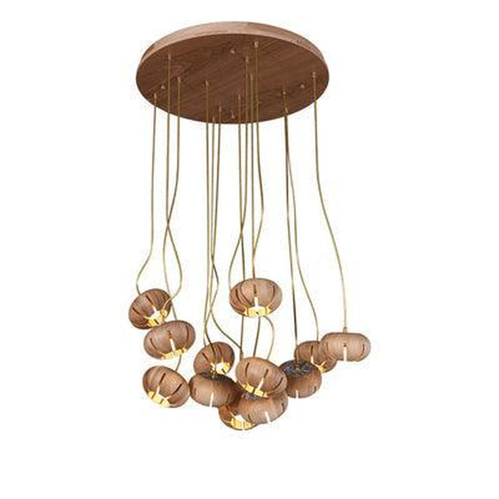 Wooden Petal Round Cluster Pendant Light-DWHOME