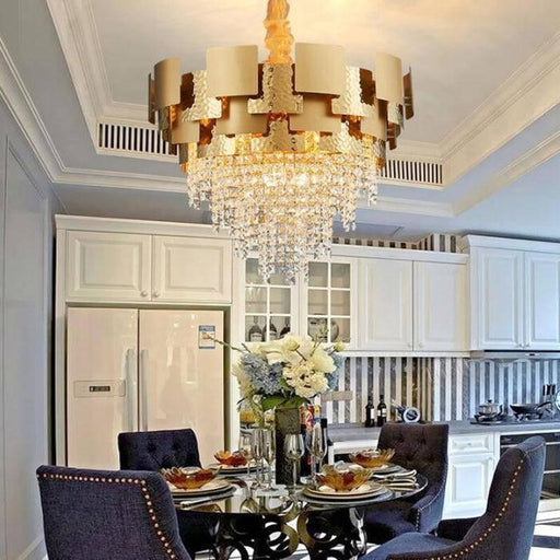 Bern Gold Plated Crystal Chandelier-DWHOME