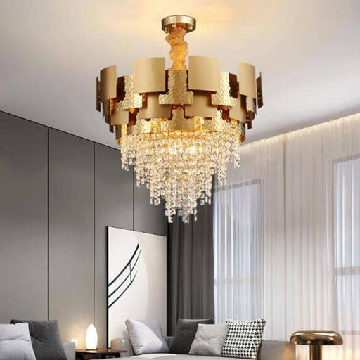 Bern Gold Plated Crystal Chandelier-DWHOME