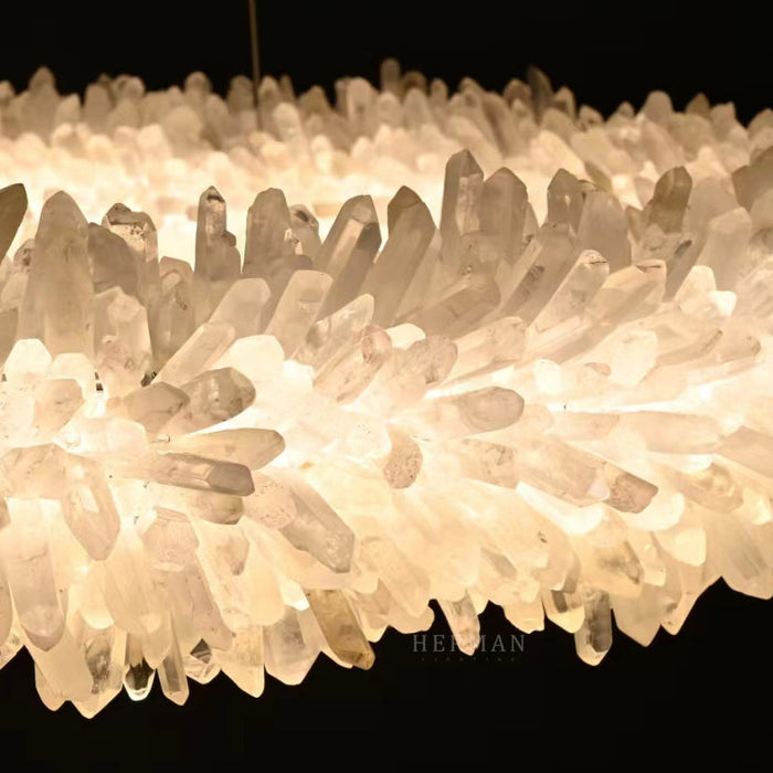 24-47 Inch Round Clear Geode Quartz Crystal Ring Pendant Light Modern Chandelier for Living Room