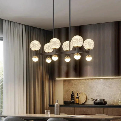 Modern Black Linear Dining Room Chandelier 12/16 Lights-DWHOME