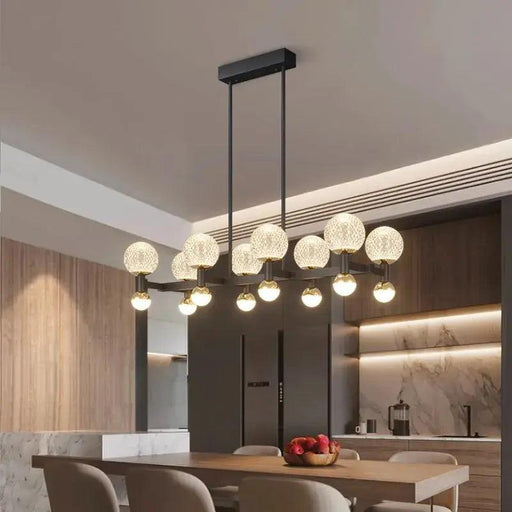 Modern Black Linear Dining Room Chandelier 12/16 Lights-DWHOME