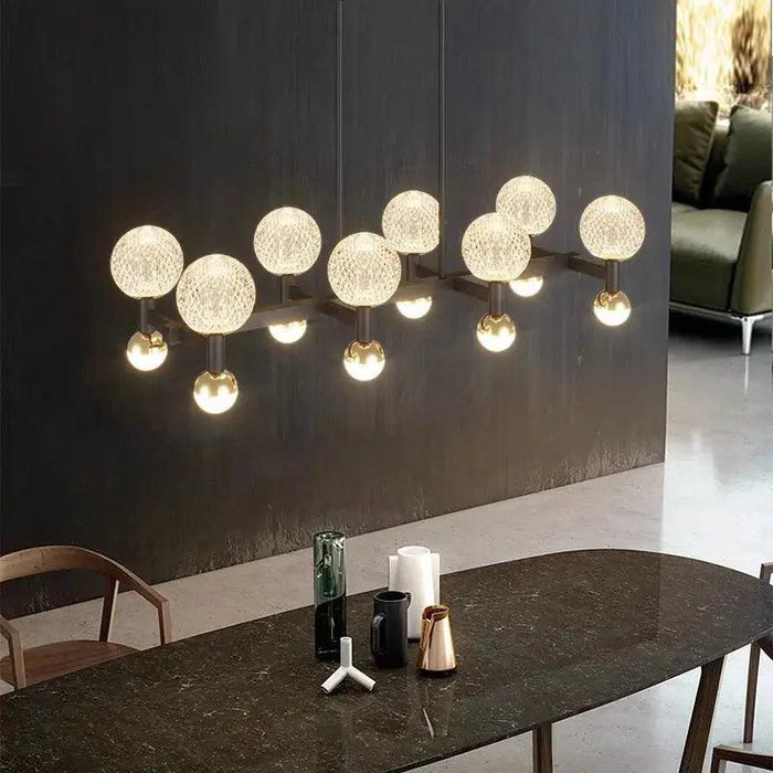 Modern Black Linear Dining Room Chandelier 12/16 Lights - DWHOME