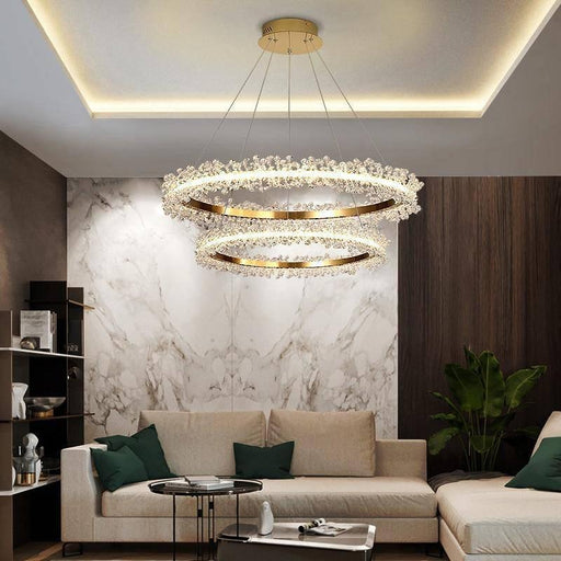 Capri Double Ring Crystal Chandelier-DWHOME