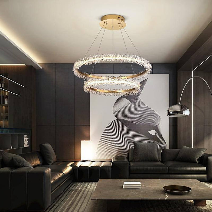 Capri Double Ring Crystal Chandelier - DWHOME