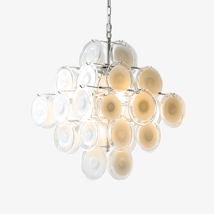 Murano Disc White Glass Chandelier-DWHOME