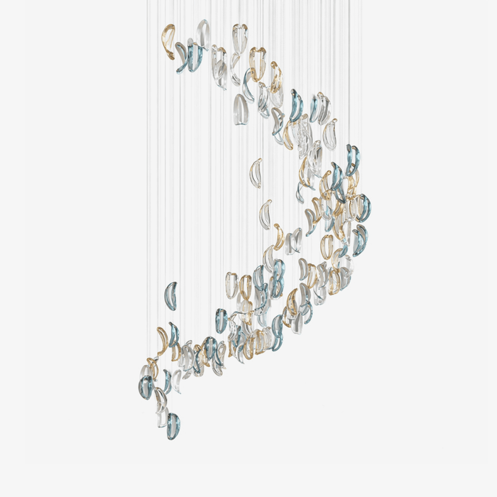 Aqua Ripple Glass Art Customize Chandelier - 