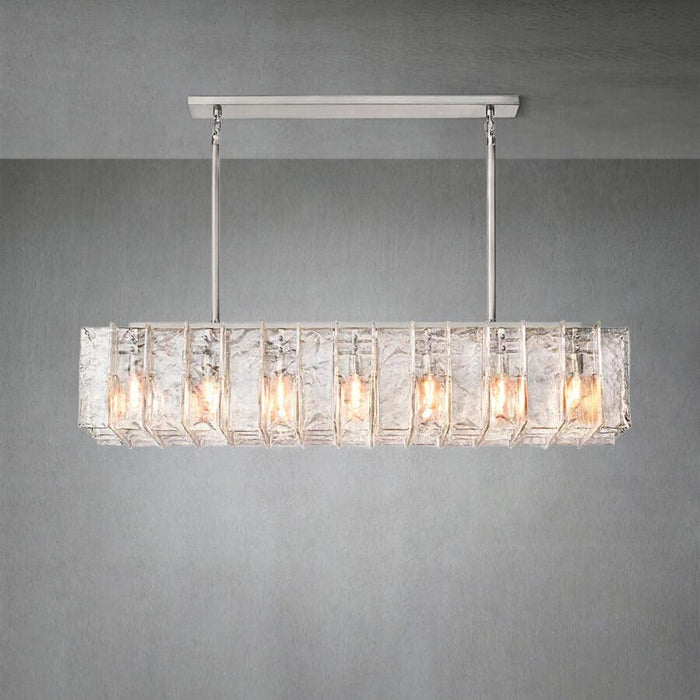 Lattace Clear Glass Rectangular Chandelier 49"67''-DWHOME