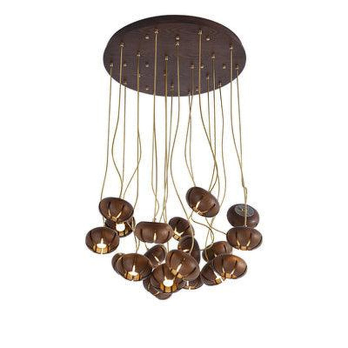 Wooden Petal Round Cluster Pendant Light-DWHOME