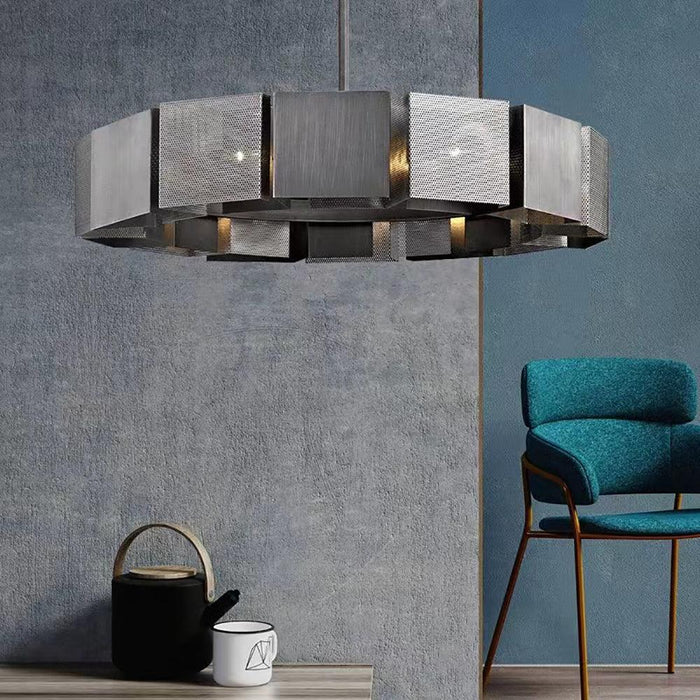 Stainless Steel Industrial Modern Ring Chandelier-DWHOME
